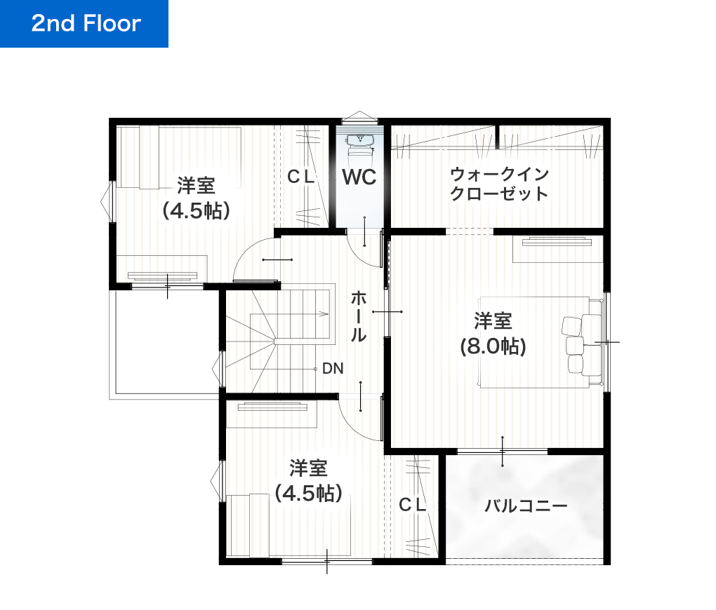 上益城郡御船町小坂25号地 30坪 4LDK 建売・一戸建ての新築物件 2階間取り図