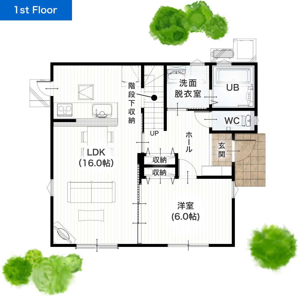 菊池郡菊陽町曲手13号地 32坪 5LDK 建売・一戸建ての新築物件 1階間取り図