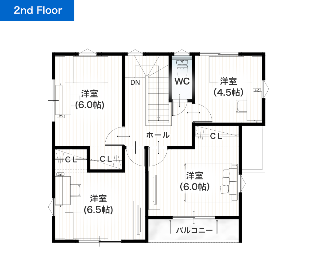 菊池郡菊陽町曲手13号地 32坪 5LDK 建売・一戸建ての新築物件 2階間取り図