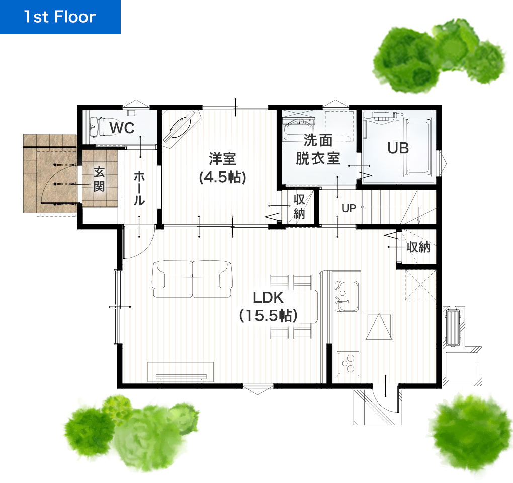 熊本市中央区黒髪4丁目1号地 28坪 4SLDK 建売・一戸建ての新築物件 1階間取り図