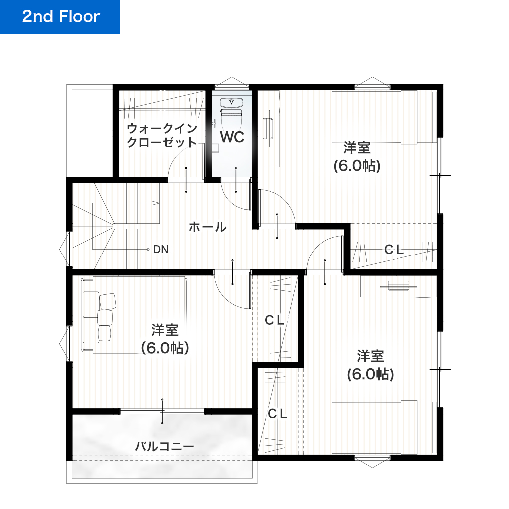 熊本市中央区黒髪4丁目2号地 30坪 4SLDK 建売・一戸建ての新築物件 2階間取り図