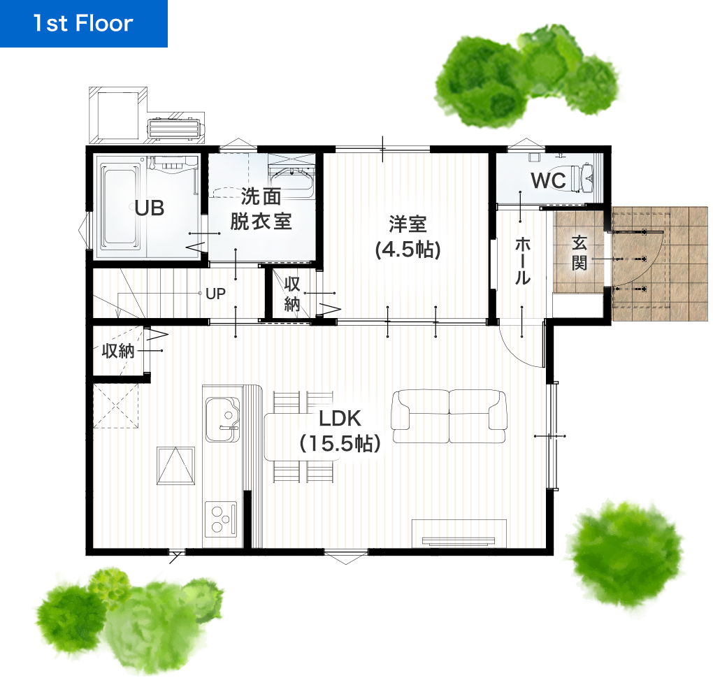 熊本市南区土河原町2期2号地 28坪 4SLDK 建売・一戸建ての新築物件 1階間取り図