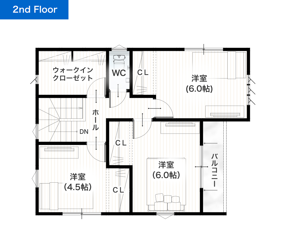 熊本市南区土河原町2期2号地 28坪 4SLDK 建売・一戸建ての新築物件 2階間取り図
