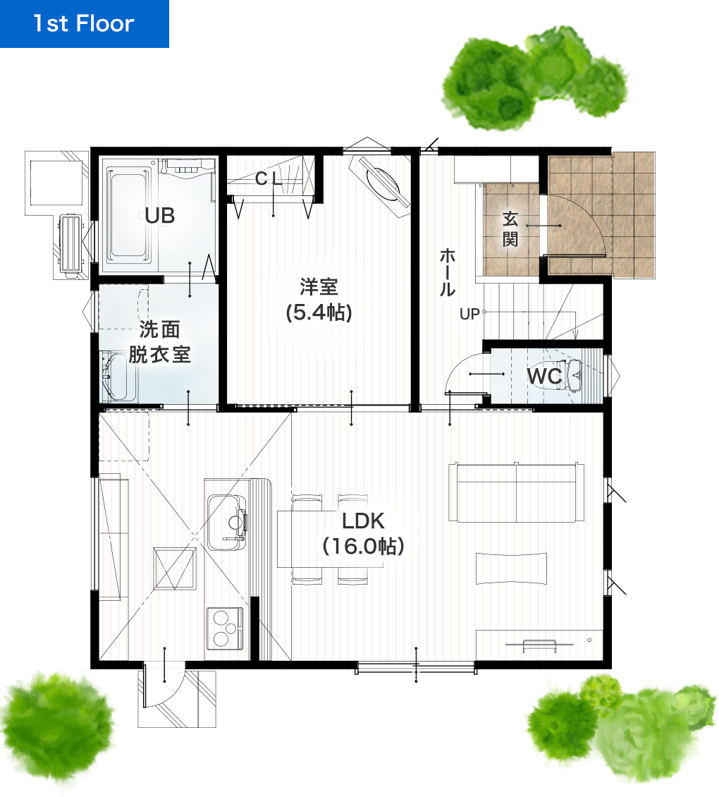 熊本市南区城南町舞原3期1号地 建売・一戸建ての新築物件 1階間取り図