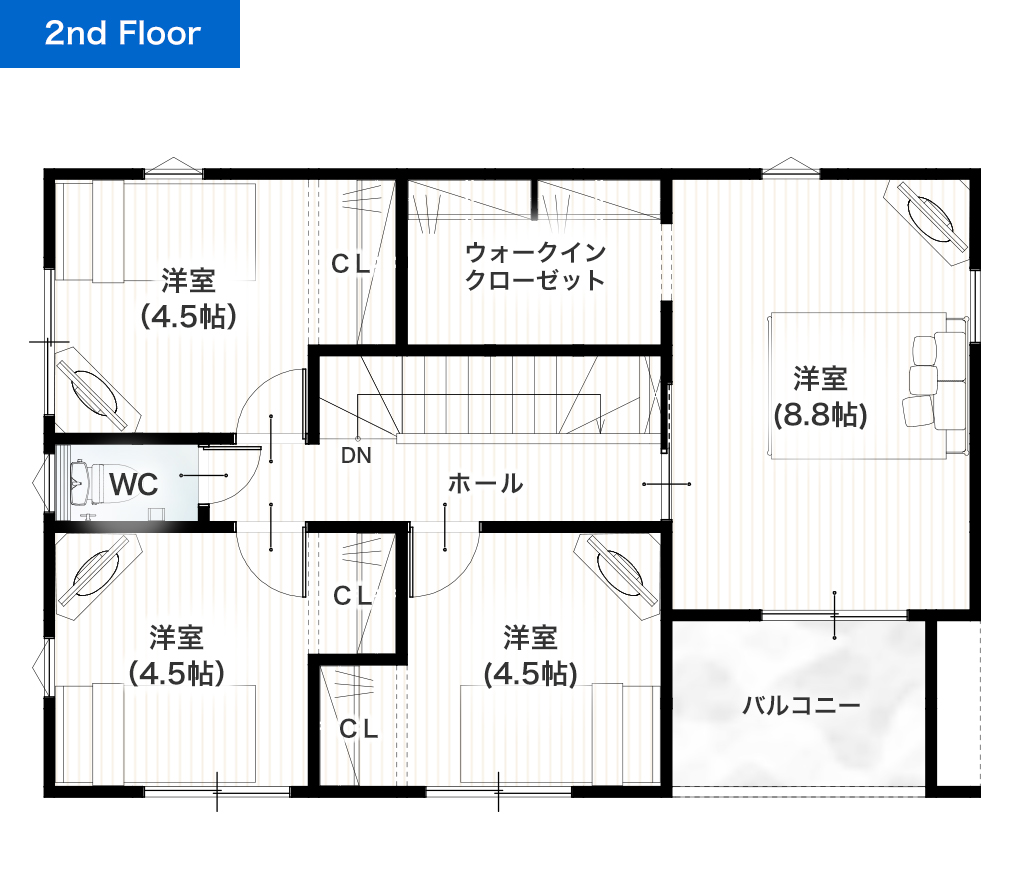 熊本市南区城南町舞原3期2号地 建売・一戸建ての新築物件 2階間取り図