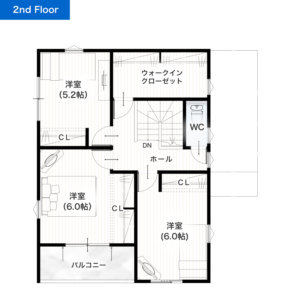 熊本市東区画図町重富 33坪 4SLDK 建売・一戸建ての新築物件 2階間取り図