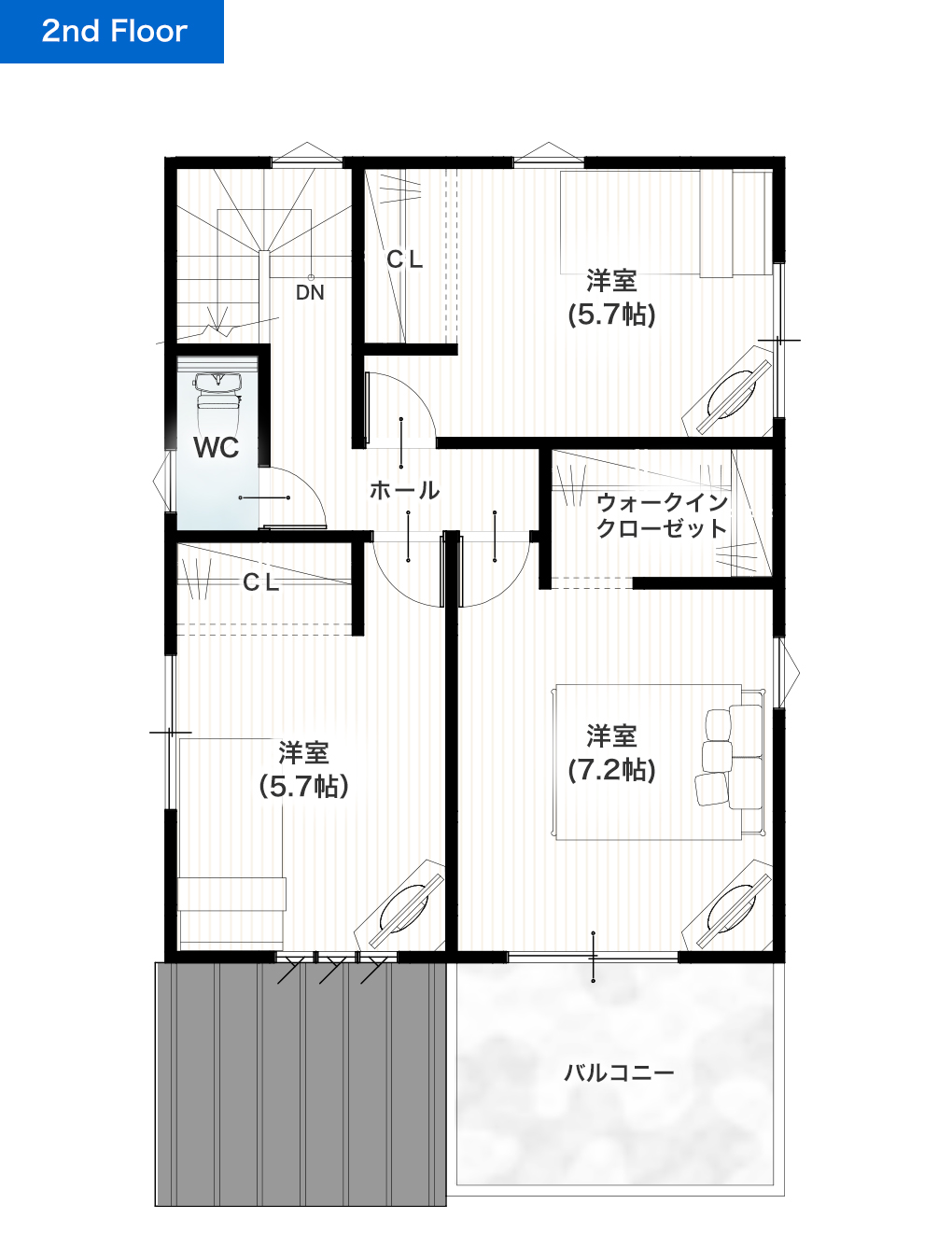 熊本市東区保田窪5丁目1号地 30坪 4SLDK 建売・一戸建ての新築物件 2階間取り図