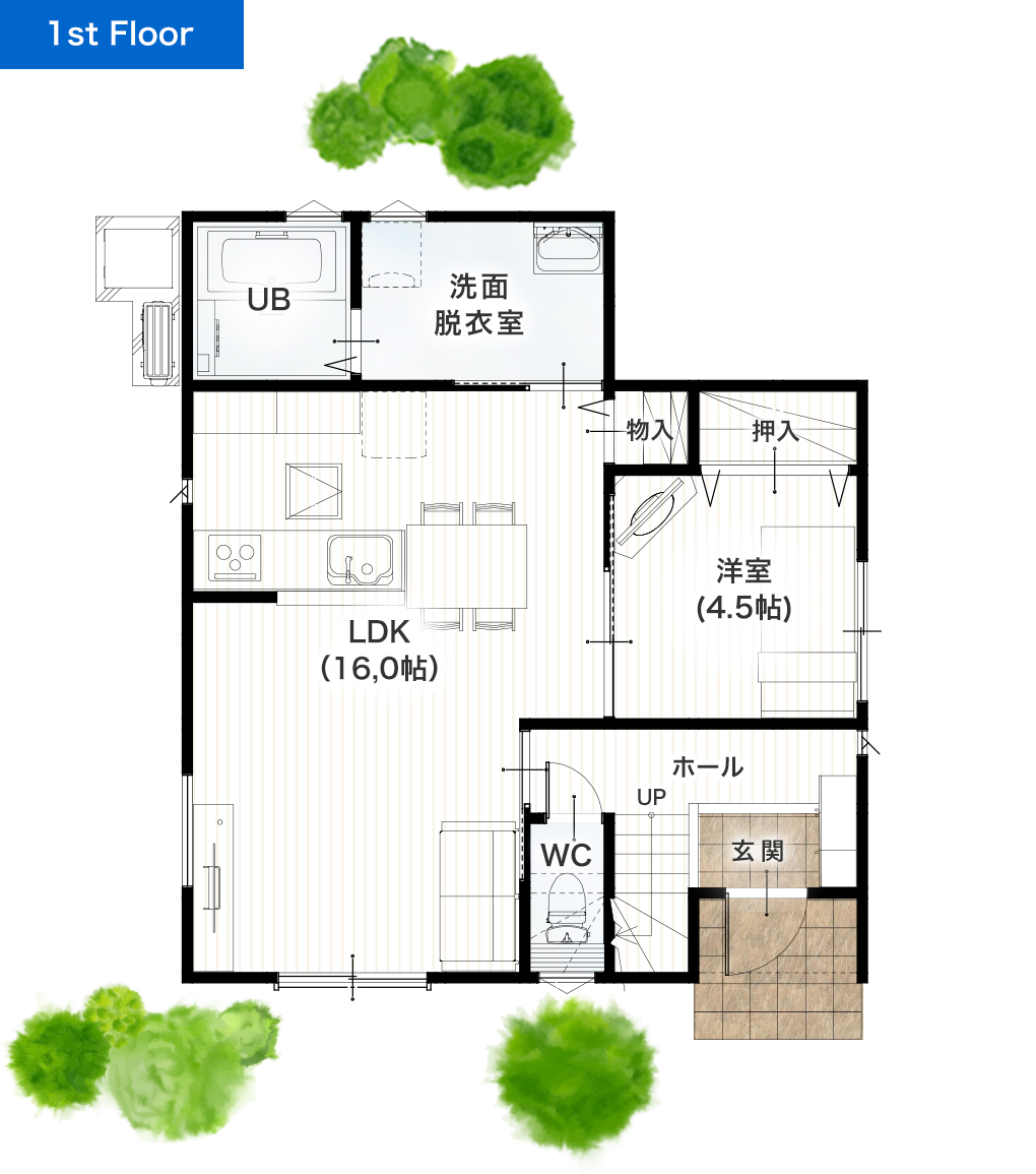 熊本市東区保田窪5丁目2号地 28坪 4LDK 建売・一戸建ての新築物件 1階間取り図