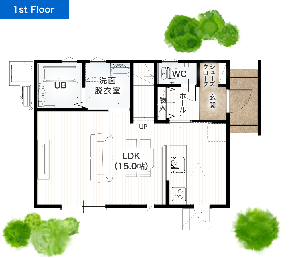 熊本市南区土河原町2期3号地 25坪 4SLDK 建売・一戸建ての新築物件 1階間取り図