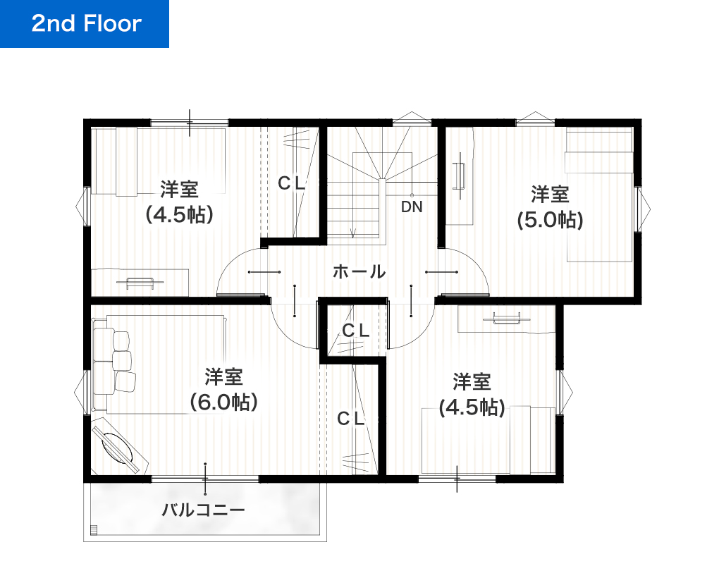 熊本市南区土河原町2期3号地 25坪 4SLDK 建売・一戸建ての新築物件 2階間取り図