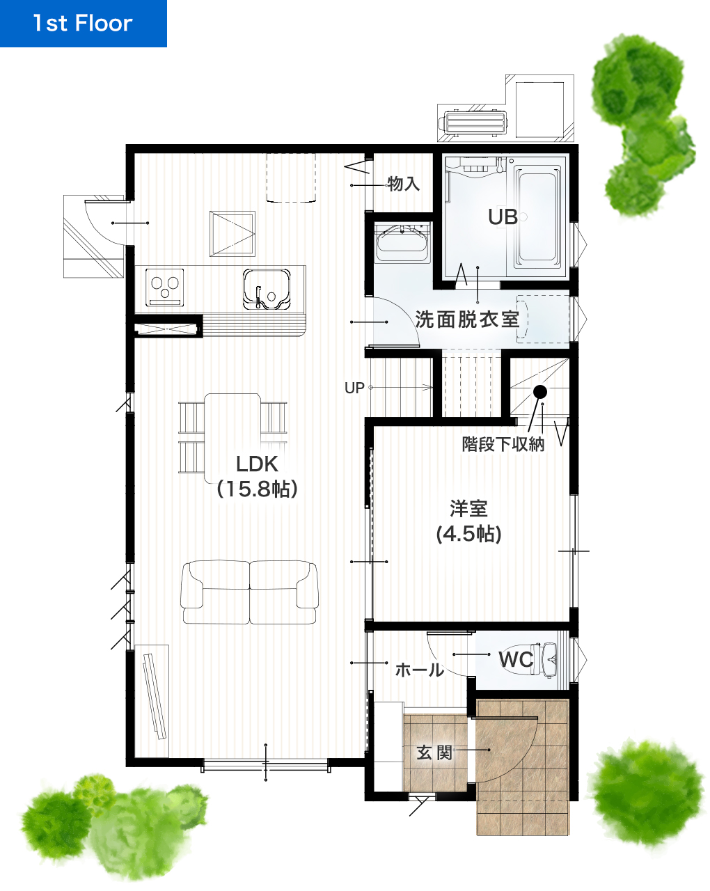 熊本市南区土河原町2期4号地 28坪 4LDK 建売・一戸建ての新築物件 1階間取り図