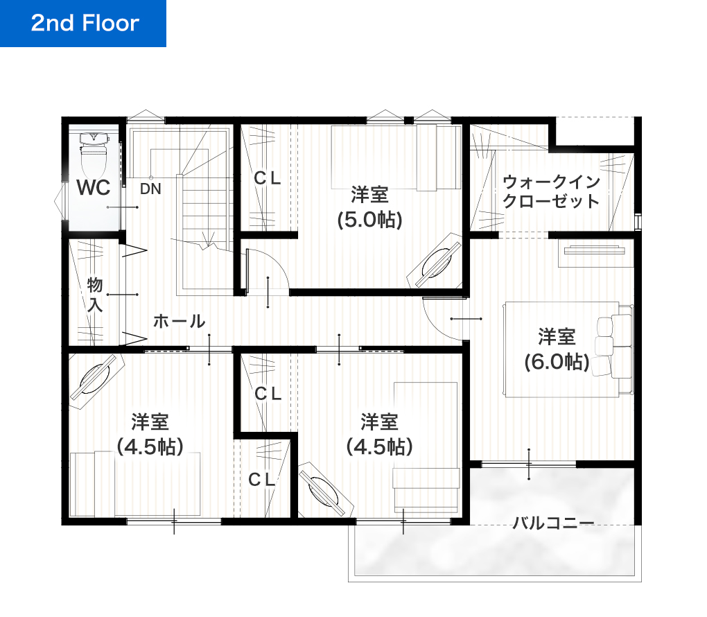 熊本市南区城南町舞原3期3号地 建売・一戸建ての新築物件 2階間取り図