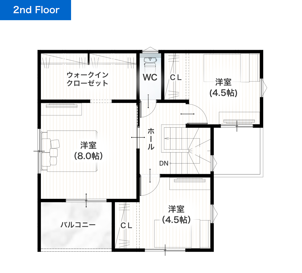 熊本市南区城南町舞原3期4号地 30坪 4LDK 建売・一戸建ての新築物件 2階間取り図