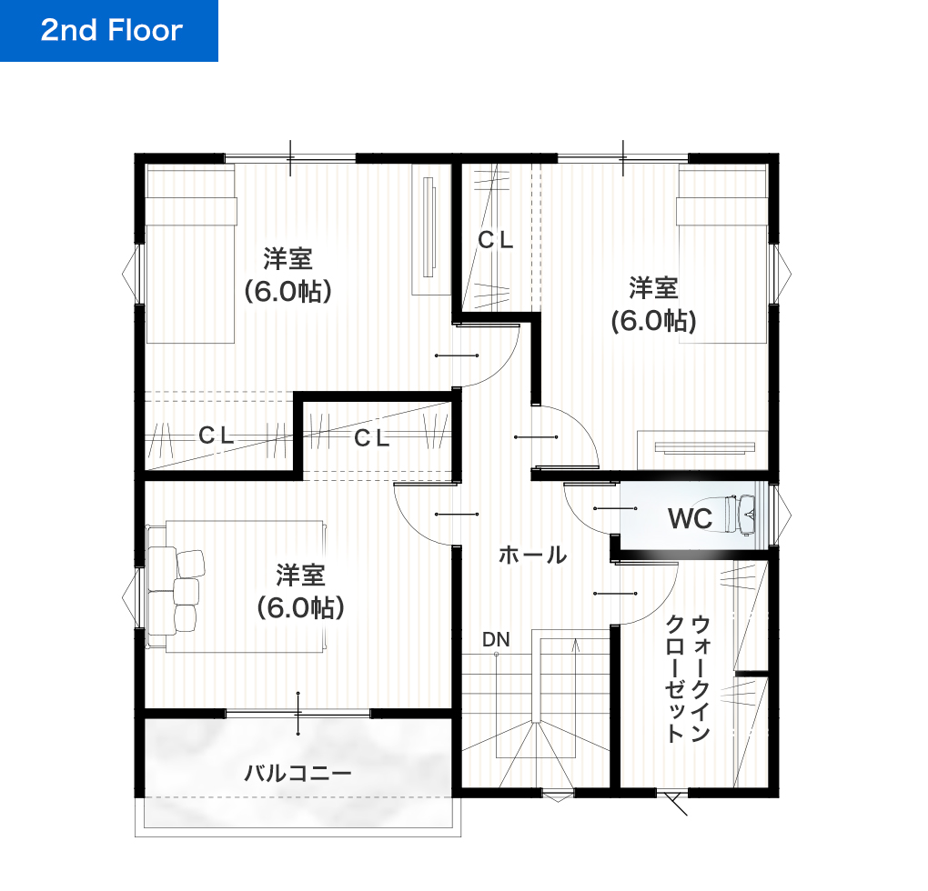 熊本市北区麻生田5丁目 30坪 4SLDK 建売・一戸建ての新築物件 2階間取り図