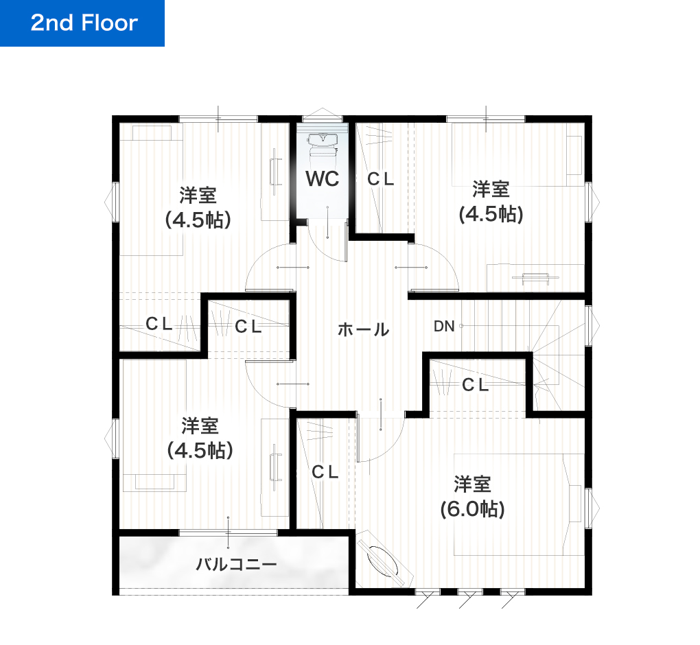 熊本市東区保田窪5丁目4号地 29坪 4SLDK 建売・一戸建ての新築物件 2階間取り図