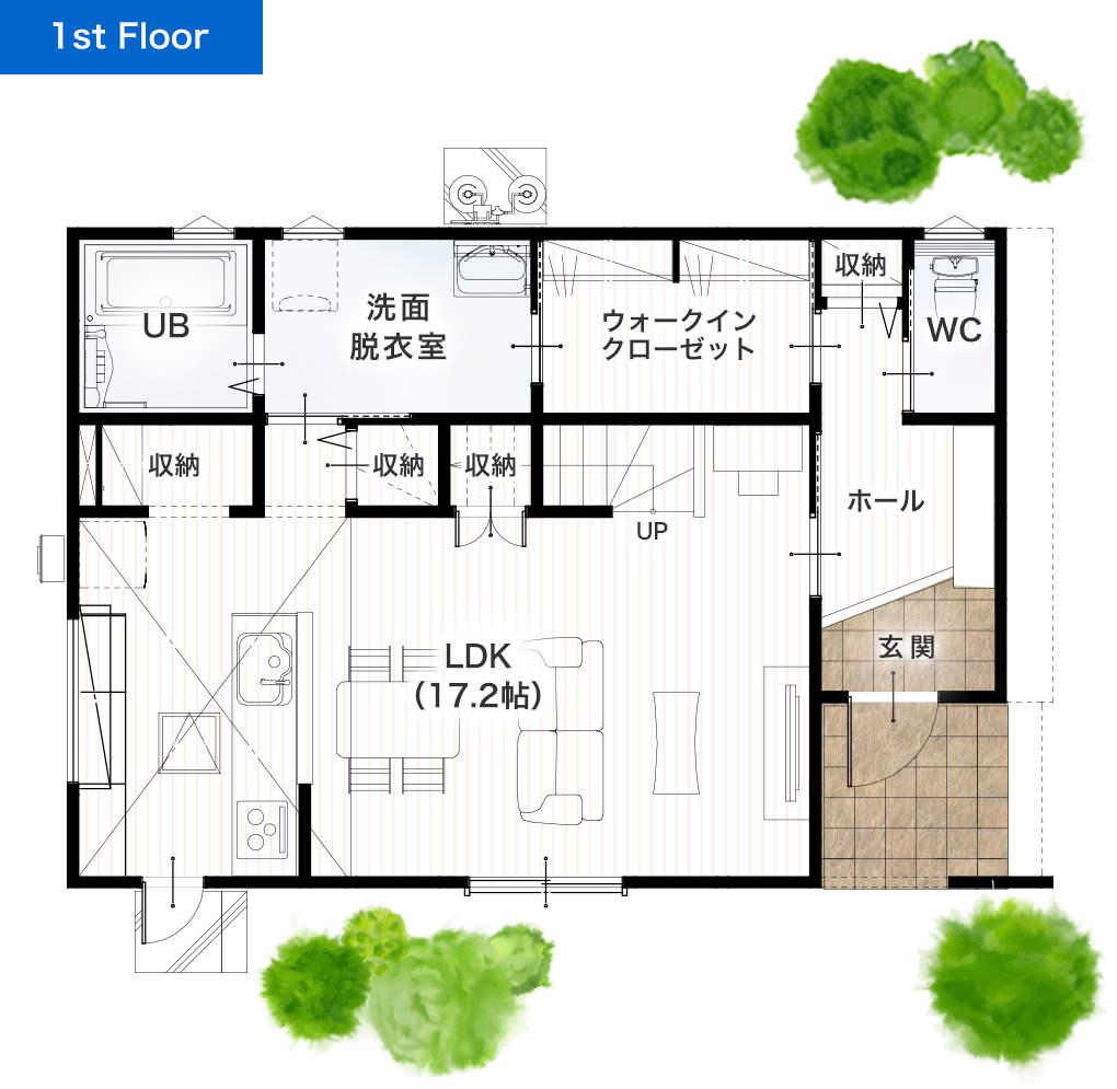 菊池郡菊陽町曲手1号地 33坪 4SLDK 建売・一戸建ての新築物件 1階間取り図