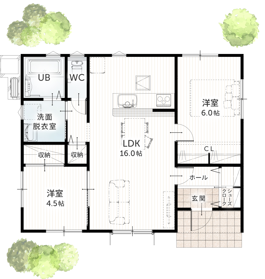 平屋住宅 19坪 2SLDK 新築間取りプラン 間取り図