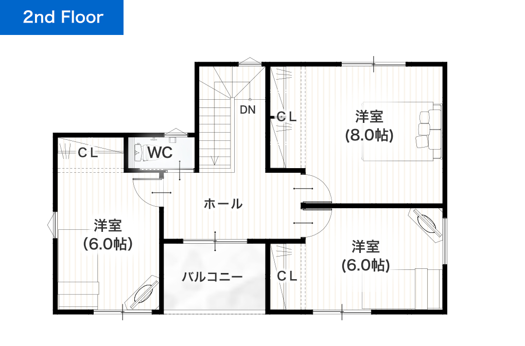 熊本市西区池田2丁目1号地 33坪 4SLDK 建売・一戸建ての新築物件 2階間取り図