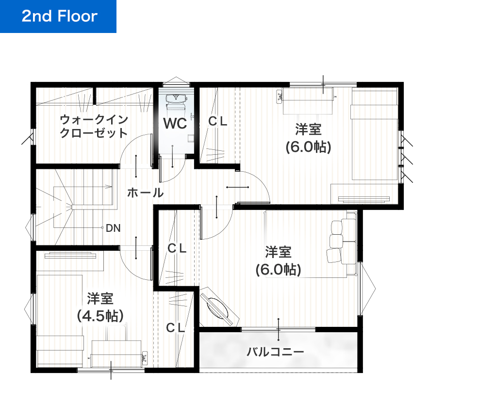 熊本市西区池田2丁目2号地 28坪 4SLDK 建売・一戸建ての新築物件 2階間取り図