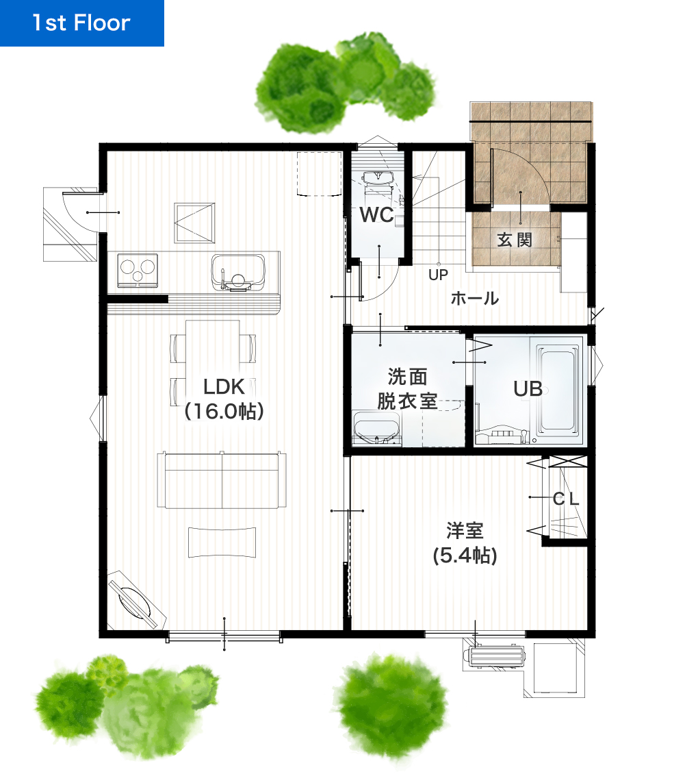 菊池郡菊陽町原水1号地 30坪 4SLDK 建売・一戸建ての新築物件 1階間取り図