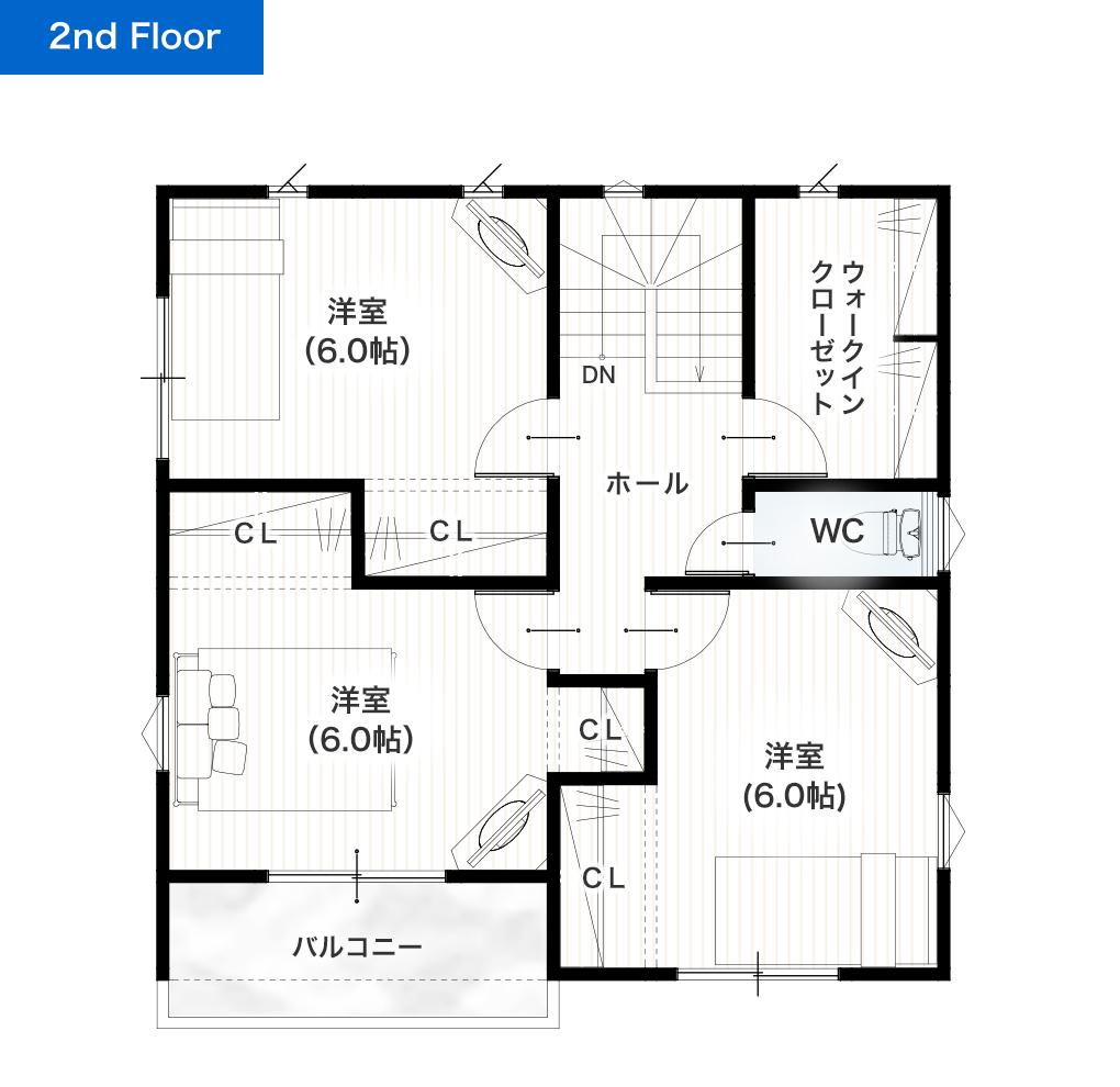 菊池郡菊陽町原水1号地 30坪 4SLDK 建売・一戸建ての新築物件 2階間取り図