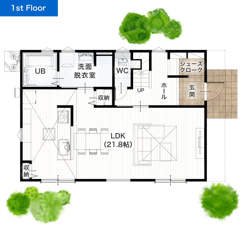 上益城郡益城町砥川4期2号地 35坪 4SLDK 建売・一戸建ての新築物件 1階間取り図