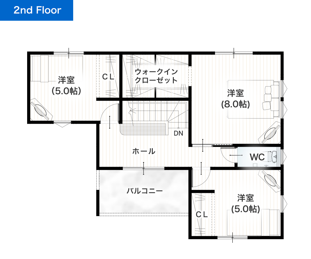 上益城郡益城町砥川4期15号地 34坪 4SLDK 建売・一戸建ての新築物件 2階間取り図