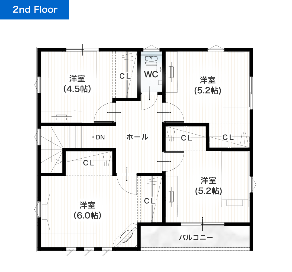 熊本市北区楡木2丁目3号地 30坪 4SLDK 建売・一戸建ての新築物件 2階間取り図