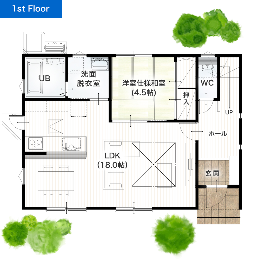 上益城郡益城町砥川4期16号地 33坪 4SLDK 建売・一戸建ての新築物件 1階間取り図