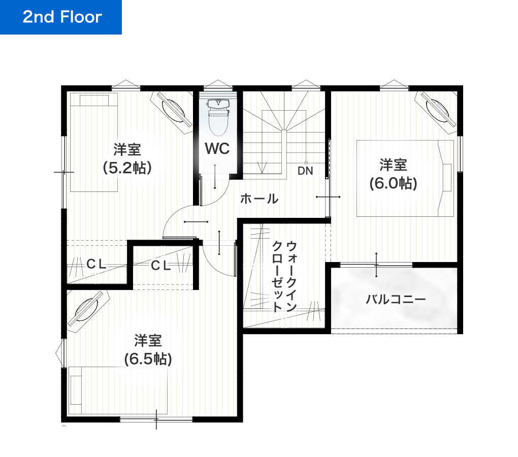 菊池郡菊陽町原水3号地 27坪 3LDK 建売・一戸建ての新築物件 2階間取り図