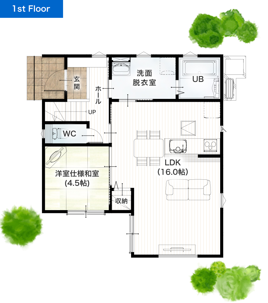 菊池郡菊陽町原水4号地 30坪 4SLDK 建売・一戸建ての新築物件 1階間取り図