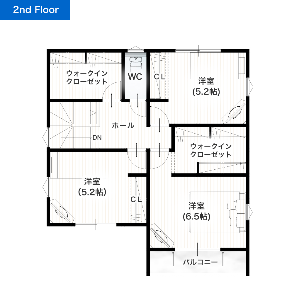 菊池郡菊陽町原水4号地 30坪 4SLDK 建売・一戸建ての新築物件 2階間取り図