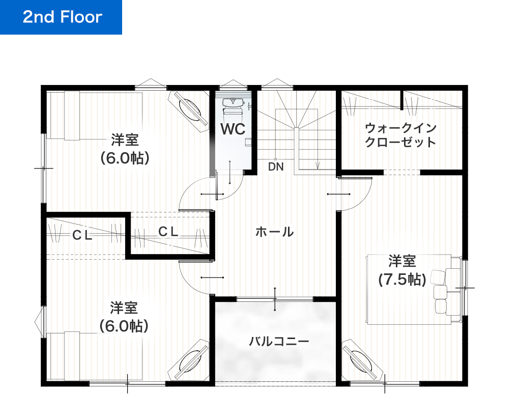 熊本市西区池田2丁目3号地 32坪 4SLDK 建売・一戸建ての新築物件 2階間取り図