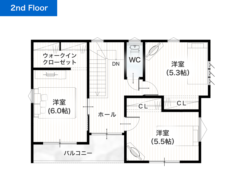 熊本市北区植木町投刀塚5号地 27坪 4LDK 建売・一戸建ての新築物件 2階間取り図