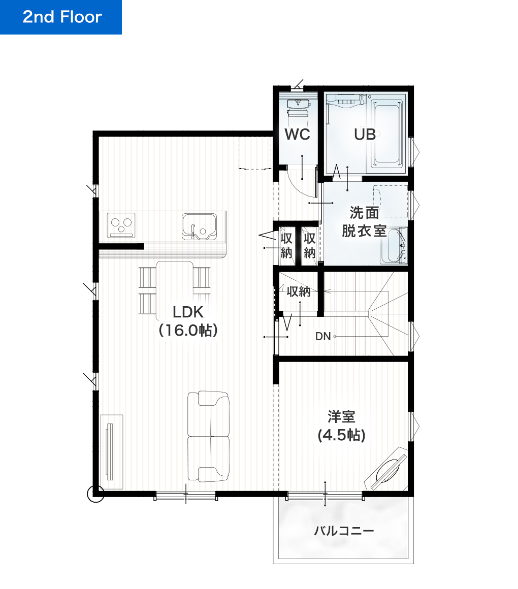 熊本市中央区本山2丁目 27坪 4SLDK 建売・一戸建ての新築物件 2階間取り図