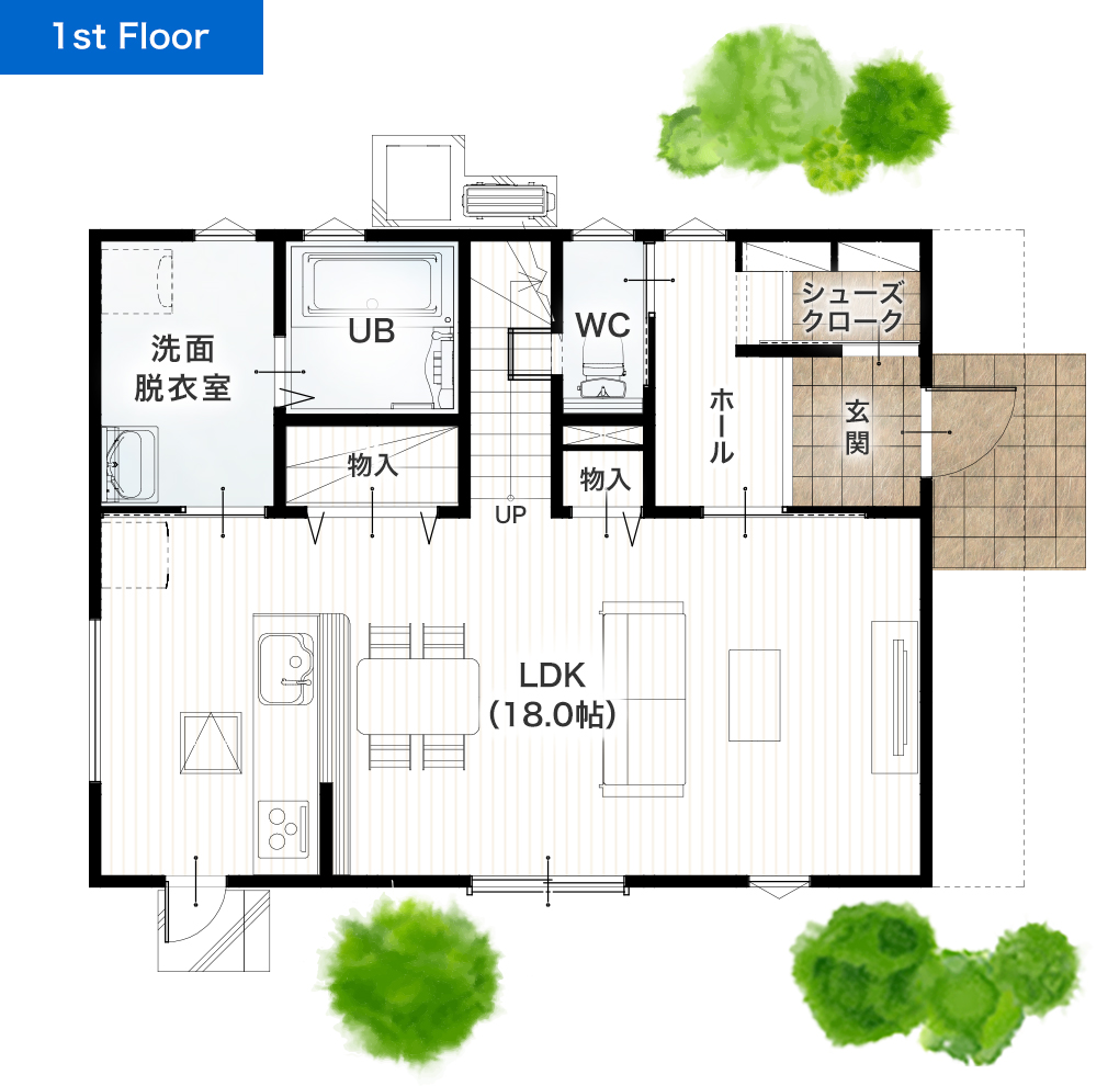 熊本市南区白藤1丁目2期 31坪 4SLDK 建売・一戸建ての新築物件 1階間取り図