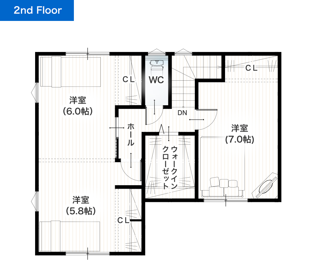 菊池郡菊陽町原水3号地 28坪 3SLDK 建売・一戸建ての新築物件 2階間取り図