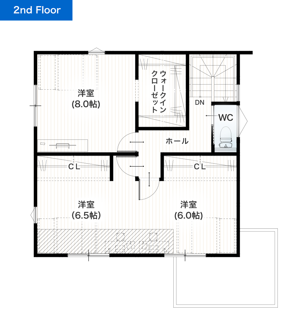 菊池郡菊陽町曲手2号地 31坪 3SLDK 建売・一戸建ての新築物件 2階間取り図