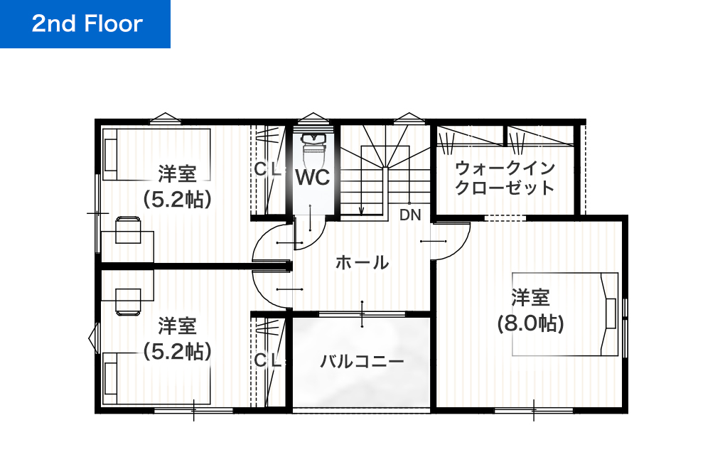 合志市幾久富3期2号地 30坪 4LDK 建売・一戸建ての新築物件 2階間取り図