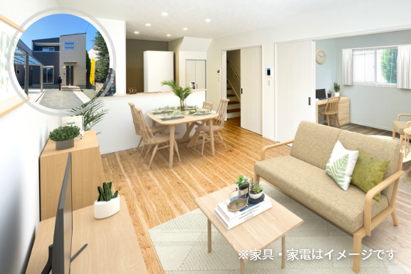 熊本市東区長嶺東2丁目2号地 28坪 4SLDK 内観（リビング・ダイニング・キッチン）  ※家電・家具はイメージです