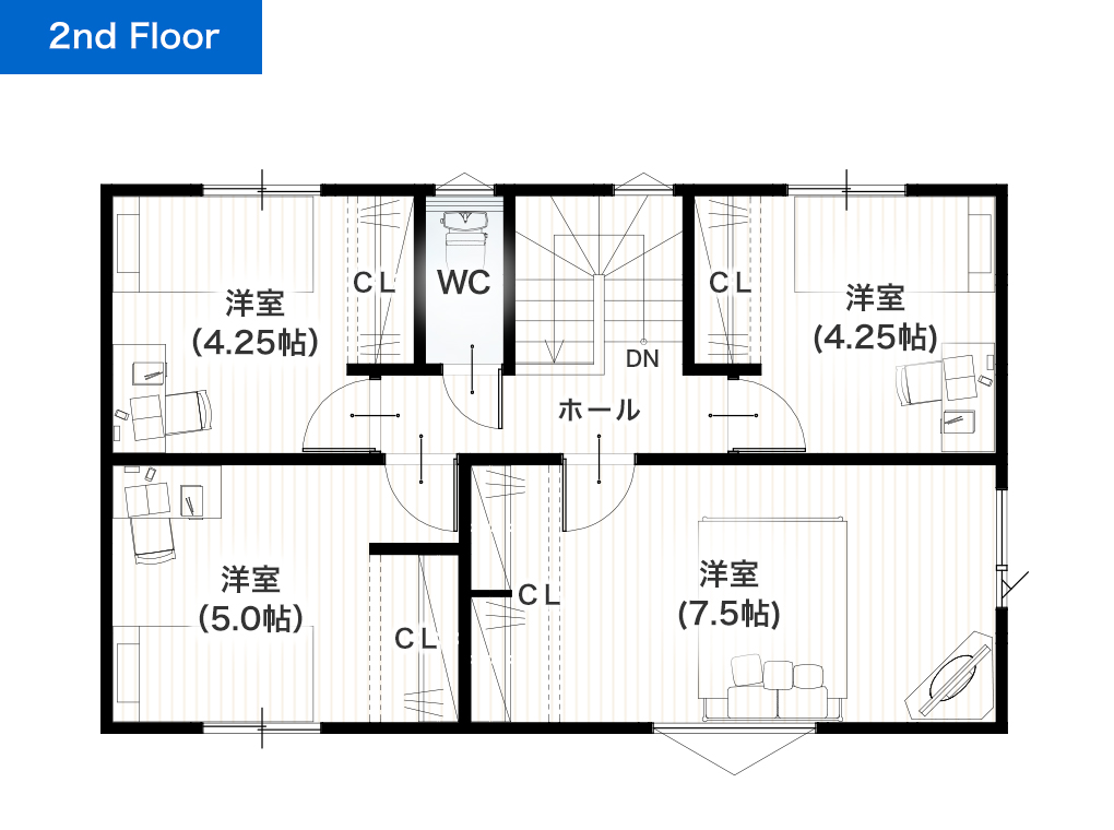 熊本市北区打越町 28坪 4SLDK 建売・一戸建ての新築物件 2階間取り図