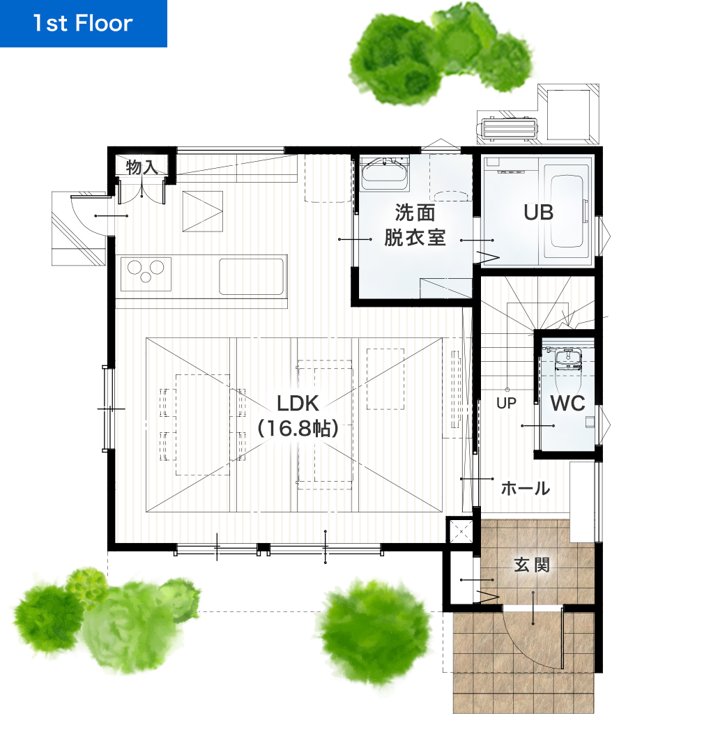 熊本市東区若葉4丁目2期 27坪 3SLDK 建売・一戸建ての新築物件 1階間取り図