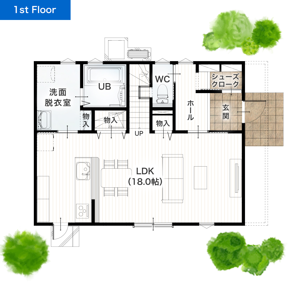 熊本市南区白藤1丁目2期 31坪 4SLDK 建売・一戸建ての新築物件 1階間取り図