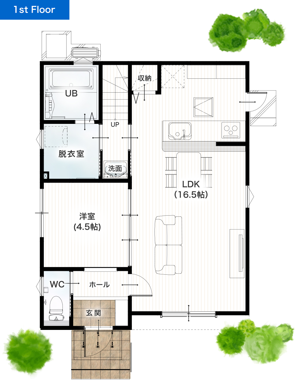 熊本市北区楡木2丁目4号地 29坪 4SLDK 建売・一戸建ての新築物件 1階間取り図