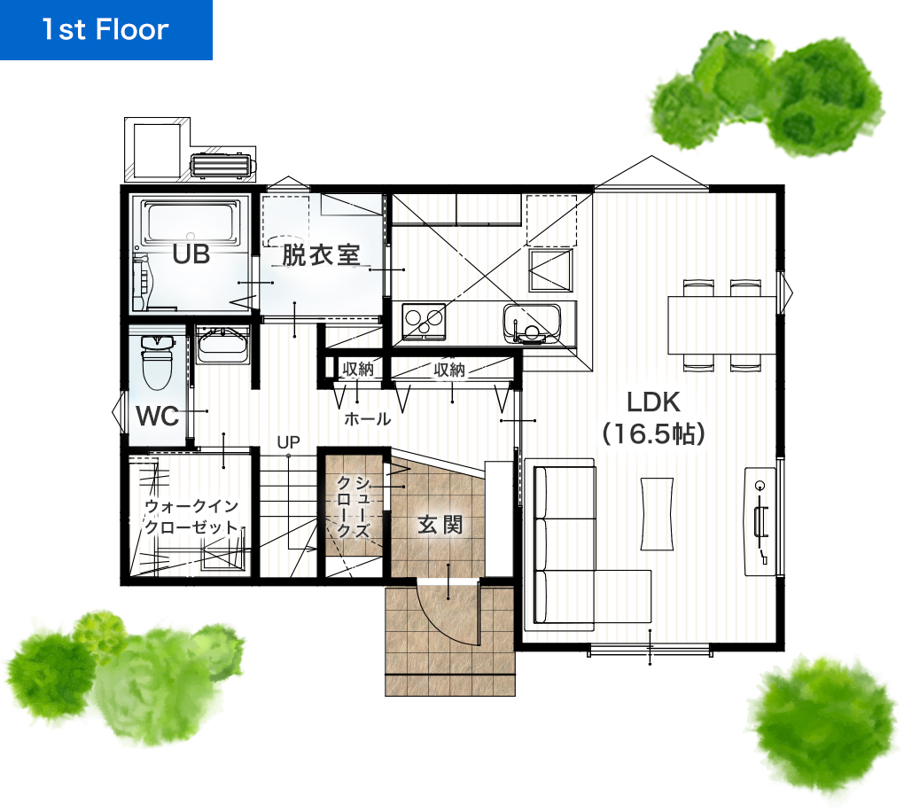 合志市須屋15期 32坪 4SSLDK 建売・一戸建ての新築物件 1階間取り図