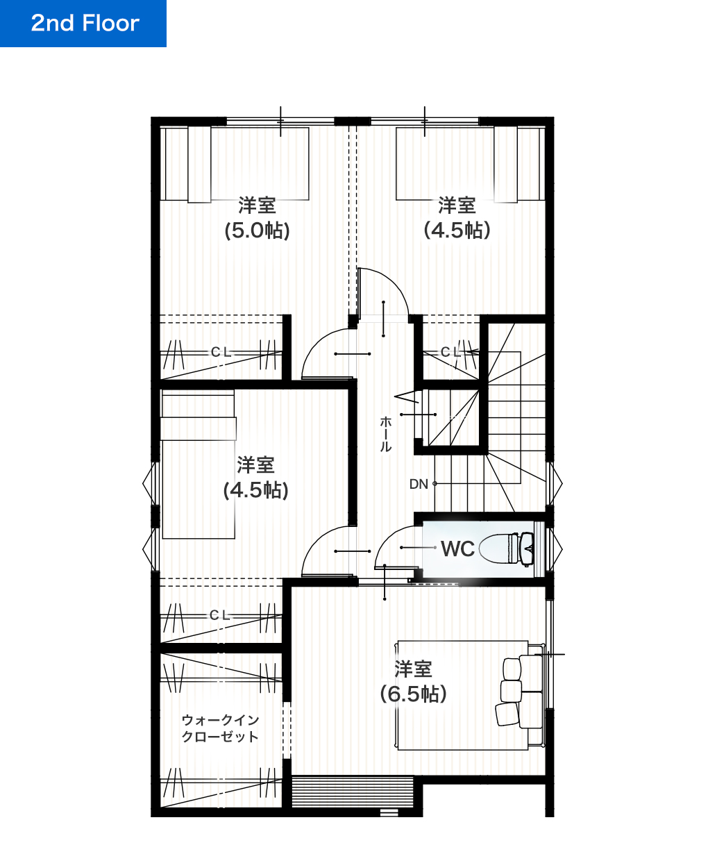 熊本市東区長嶺東6丁目1号地 30坪 4LDK 建売・一戸建ての新築物件 2階間取り図