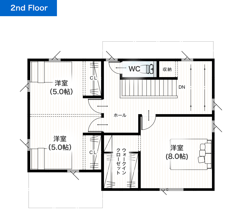 熊本市南区御幸西2丁目 34坪 4LDK 建売・一戸建ての新築物件 2階間取り図