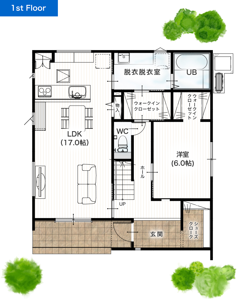 熊本市北区植木町岩野3期5号地 33坪 4SSLDK 建売・一戸建ての新築物件 1階間取り図