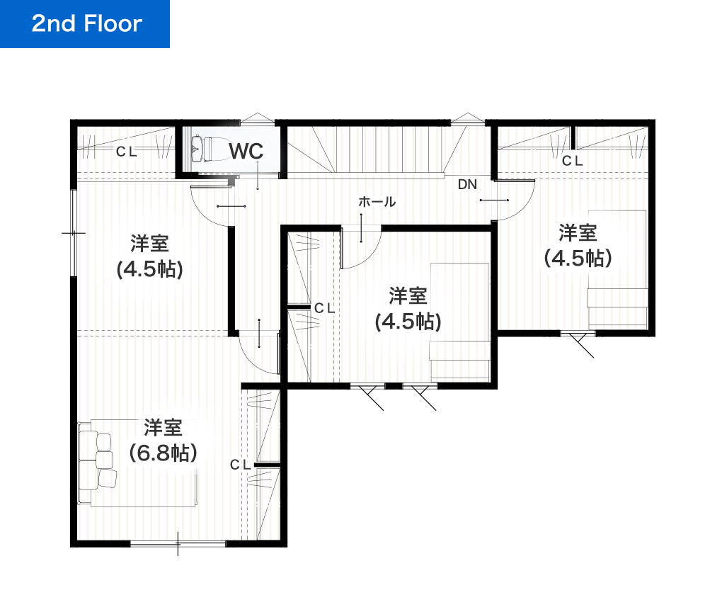 熊本市東区長嶺南6丁目2号地 31坪 4SSLDK 建売・一戸建ての新築物件 2階間取り図