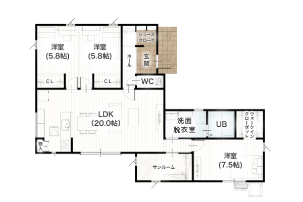 熊本市北区楡木5丁目3期 29坪 3SSLDK 間取り図 延床面積 97.92㎡（29.62坪） 土地面積 221.42㎡（66.97坪）
